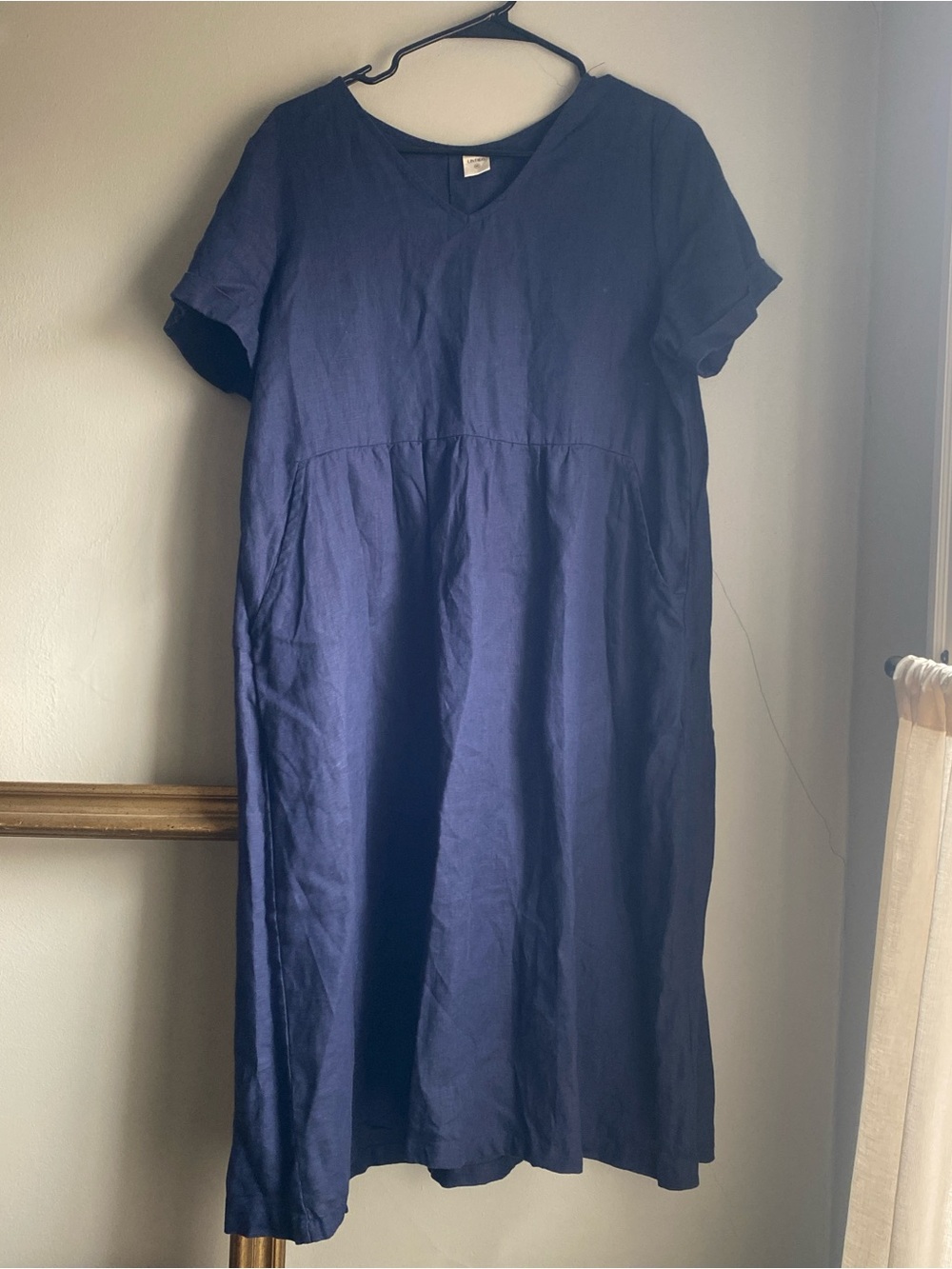 Lintico Navy Short Sleeve Linen Dress